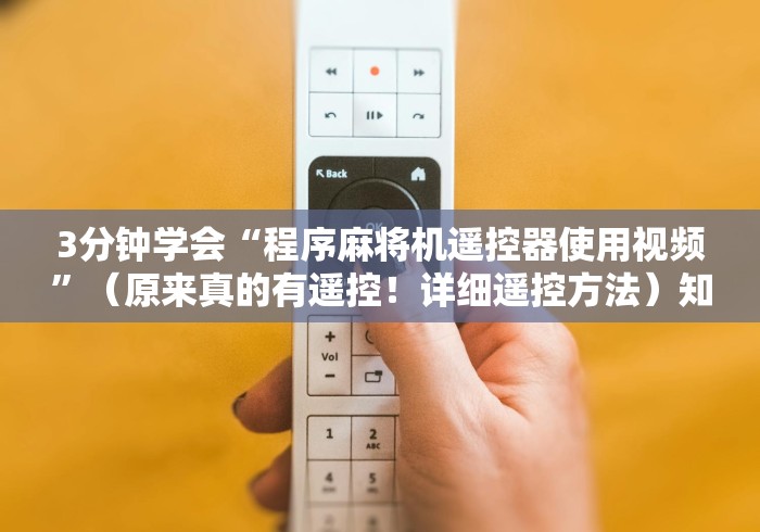 3分钟学会“程序麻将机遥控器使用视频”（原来真的有遥控！详细遥控方法）知乎