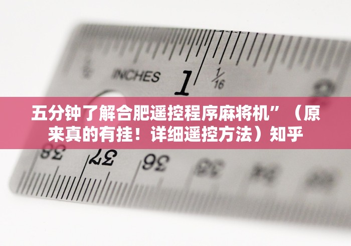 五分钟了解合肥遥控程序麻将机”(原来真的有挂!详细遥控方法)知乎 五分钟了解合肥遥控程序麻将机”(原来真的有挂!详细遥控方法)知乎