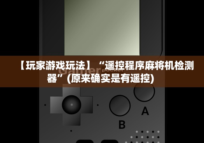 【玩家游戏玩法】“遥控程序麻将机检测器”(原来确实是有遥控) 